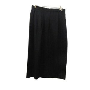 Perry Ellis Portfolio Skirt Womens Size 14 Black Pencil Straight 100% Wool Italy